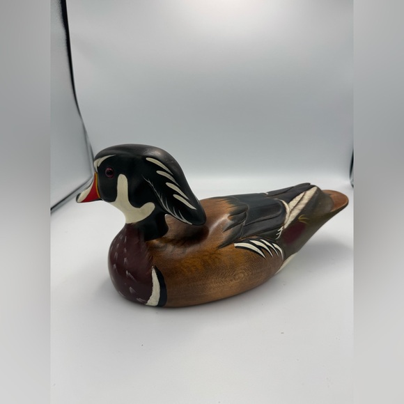 1985 Wood Bird Factory wooden duck drake decoy P. Korman Hand Carved In USA VTG - Picture 1 of 8